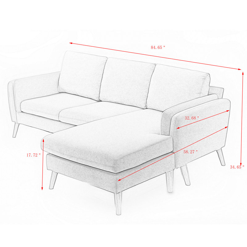 Corrigan Studio® 84.6" Wide LShape Reversible Sofa And Chaise Wayfair
